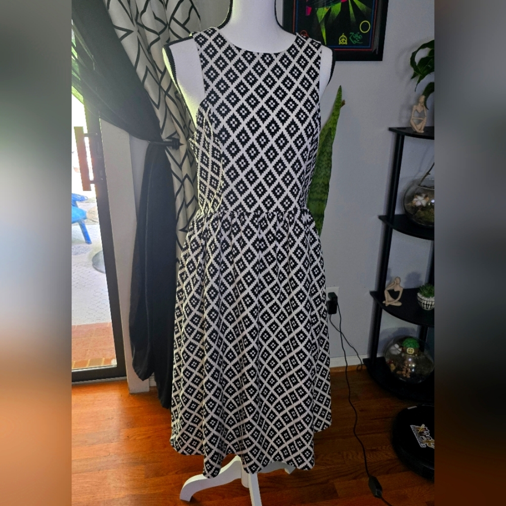 Black and White checkered sleeveless dress.